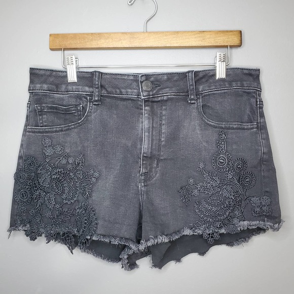 American Eagle Outfitters Pants - American Eagle High-Rise Shortie Super Stretch Lace Front Size 14 Black Shorts
